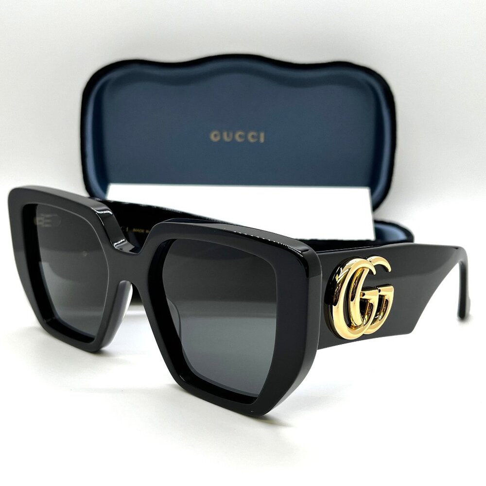 Gucci GG 0956S 003 Black/Gray Oversized Geometric Women's Sunglasses